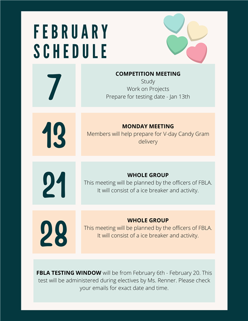 FEBRUARY SCHEDULE